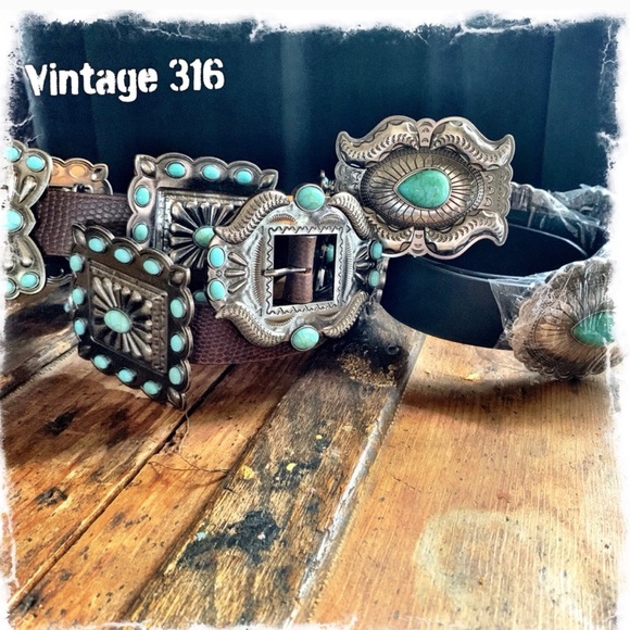 Last One - Genuine Leather Black Concho Belt - Picture 5 of 8